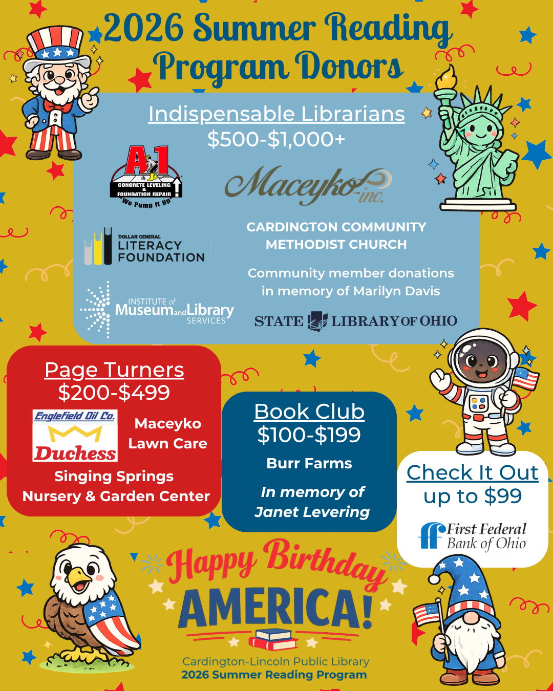 Summer Reading program donors