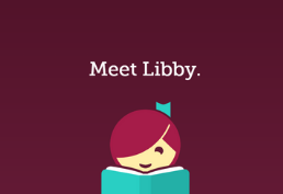 Libby app logo- female head with bow in hair, hidden behind book