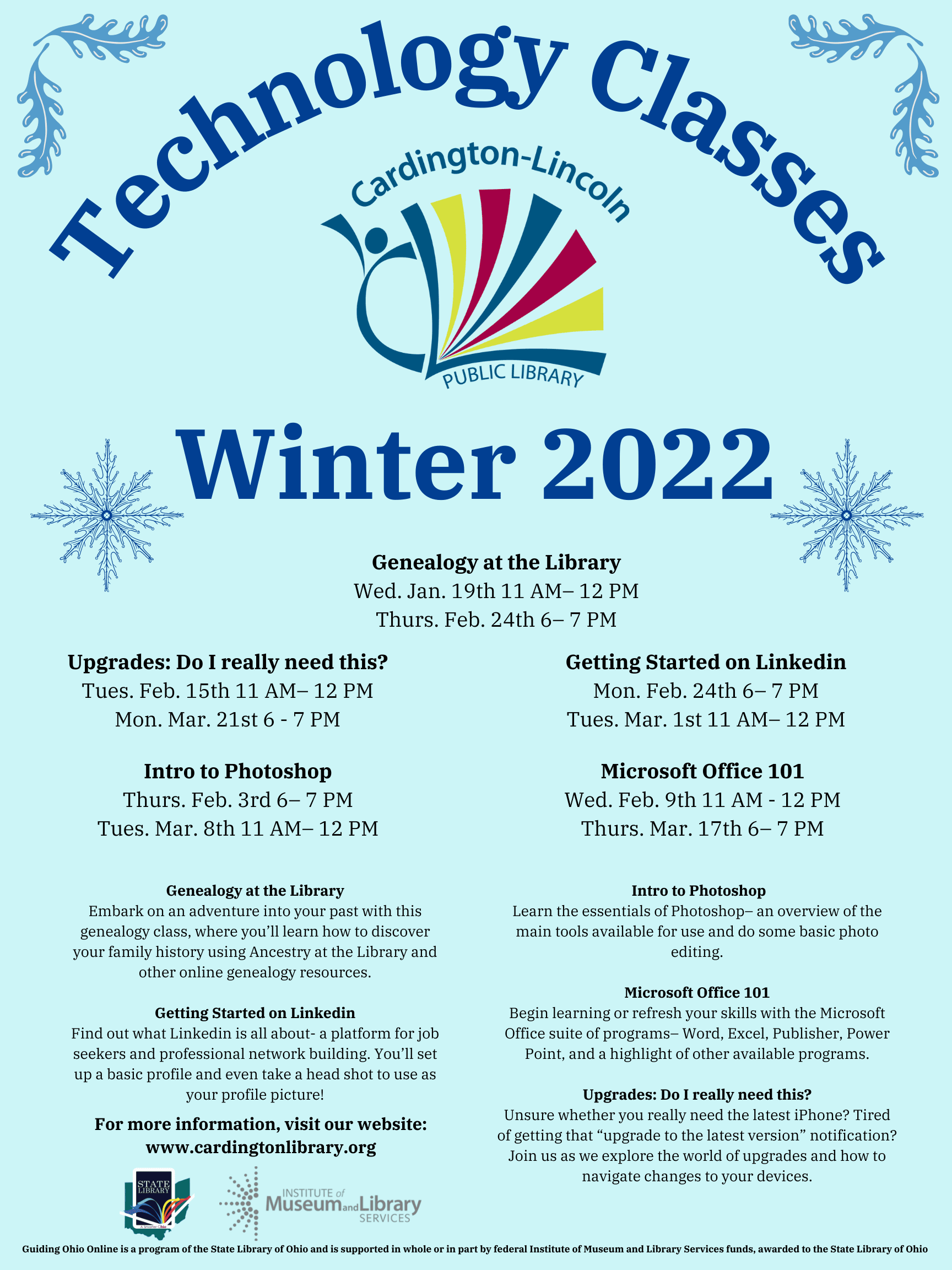 Winter 2022 Technology Classes