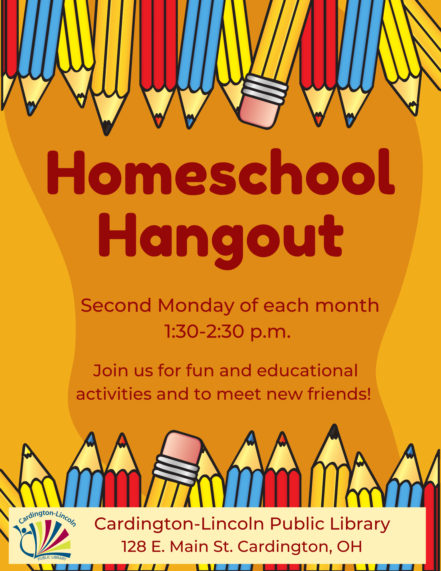 homeschool hangout 1:00-2:30 second monday of each month