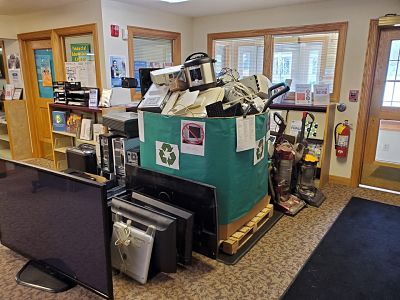 Picture of e-waste collection point in the library