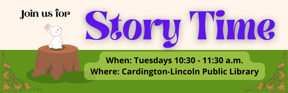 Join us for story time, Tuesdays 10:30- 11:30 AM